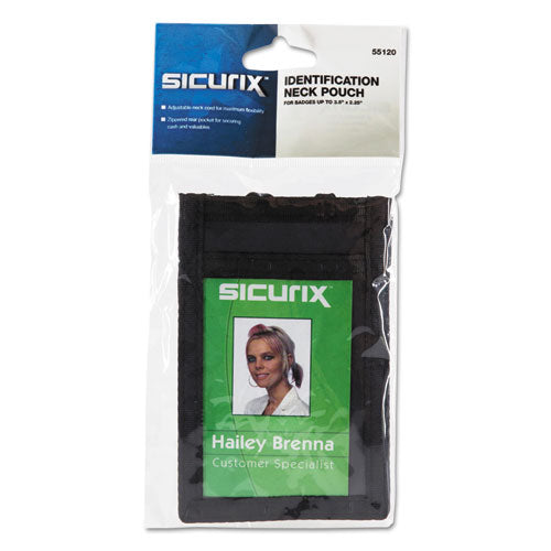 Sicurix Id Neck Pouch, Vertical, 3 X 4 3/4, Black.