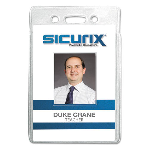 Sicurix Badge Holder, Vertical, 2.75 X 4.13, Clear, 12/pack.