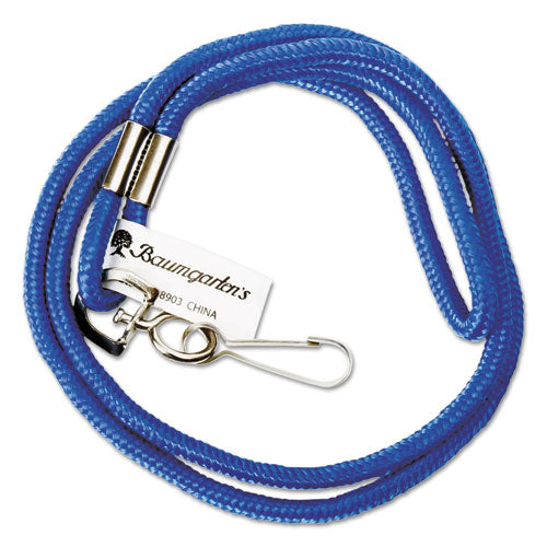 Rope Lanyard, Metal Hook Fastener, 36" Long, Nylon, Blue.