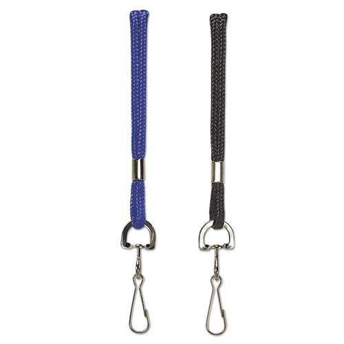 Rope Lanyard, Metal Hook Fastener, 36" Long, Nylon, Black.