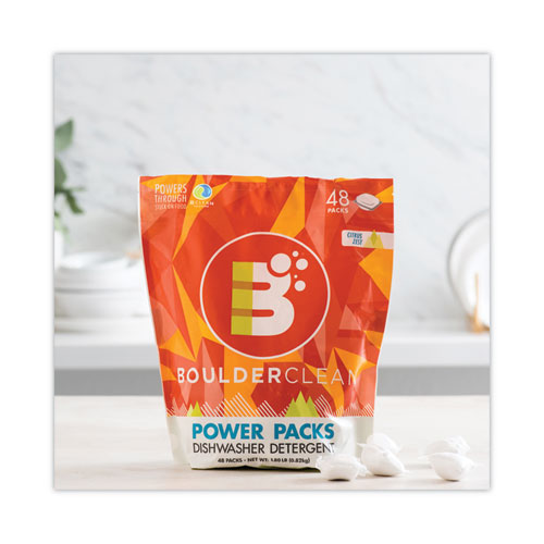 Dishwasher Detergent Power Packs, Citrus Zest, 48 Tab Pouch, 6/carton.