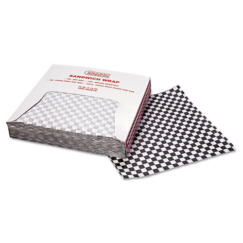 Grease-resistant Paper Wraps And Liners, 12 X 12, Black Check, 1,000/box, 5 Boxes/carton.