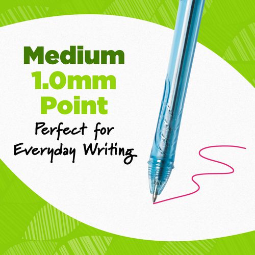 Ecolutions Gel Pen, Retractable, Medium 1 Mm, Assorted Ink, Blue Barrel, Dozen.