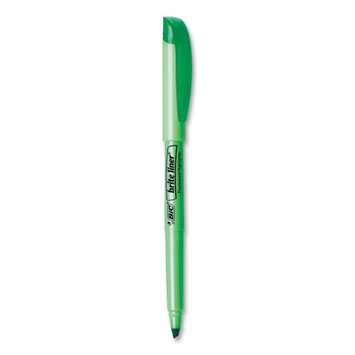 Brite Liner Highlighter, Fluorescent Green Ink, Chisel Tip, Green/black Barrel, Dozen.
