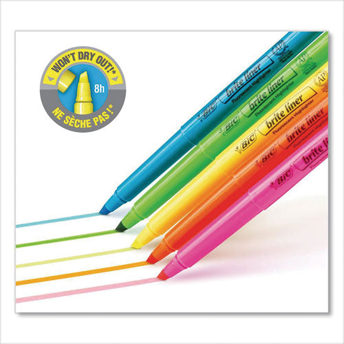Brite Liner Highlighter, Fluorescent Orange Ink, Chisel Tip, Orange/black Barrel, Dozen.