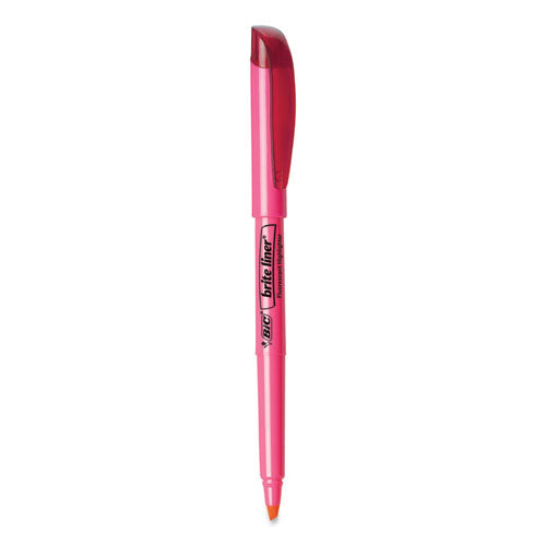 Brite Liner Highlighter, Fluorescent Pink Ink, Chisel Tip, Pink/black Barrel, Dozen.