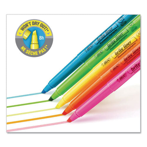 Brite Liner Highlighter, Fluorescent Pink Ink, Chisel Tip, Pink/black Barrel, Dozen.
