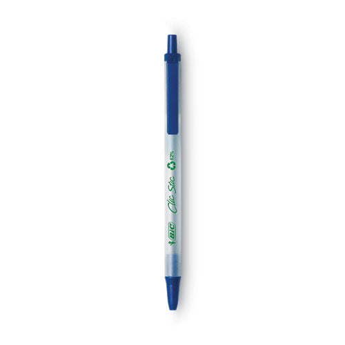 Ecolutions Clic Stic Ballpoint Pen, Retractable, Medium 1 Mm, Blue Ink, Translucent Frost/blue Barrel, Dozen.
