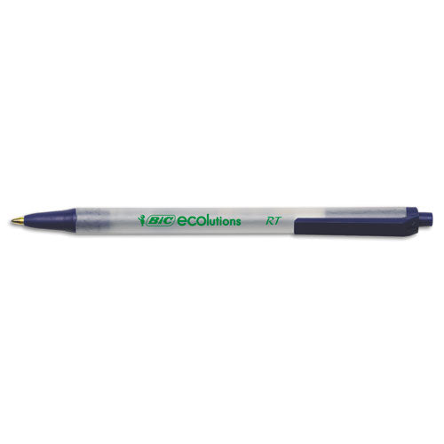 Ecolutions Clic Stic Ballpoint Pen, Retractable, Medium 1 Mm, Blue Ink, Translucent Frost/blue Barrel, Dozen.