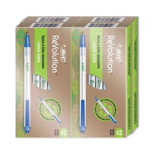 Revolution Clic Stic Ballpoint Pen, Retractable,Medium 1 Mm, Blue Ink, Translucent Frost/blue Barrel, 48/pack