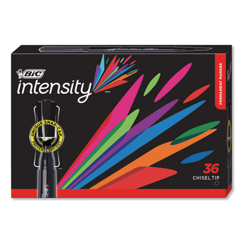 Intensity Chisel Tip Permanent Marker Value Pack, Broad Chisel Tip, Black, 36/pack.