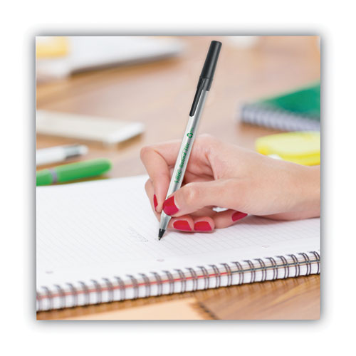 Ecolutions Round Stic Ballpoint Pen Value Pack, Stick, Medium 1 Mm, Black Ink, Clear Barrel, 50/pack.