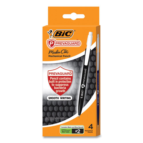Prevaguard Media Clic Mechanical Pencils, 0.7 Mm, Hb(#2), Black Lead, 2 Black Barrel/2 Blue Barrel, 4/pack