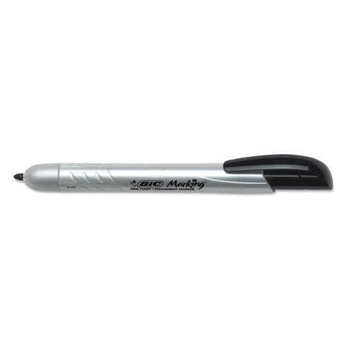 Intensity Retractable Permanent Marker, Fine Bullet Tip, Black, Dozen.