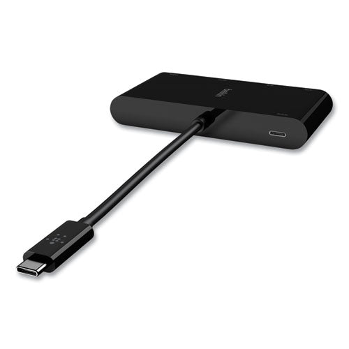 Usb-c Multimedia + Charge Adapter, 4k Hdmi/usb-a/usb-c/vga, 4.9 Ft, Black.