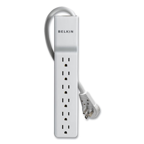 Home/office Surge Protector With Rotating Plug, 6 Ac Outlets, 8 Ft Cord, 720 J, White.