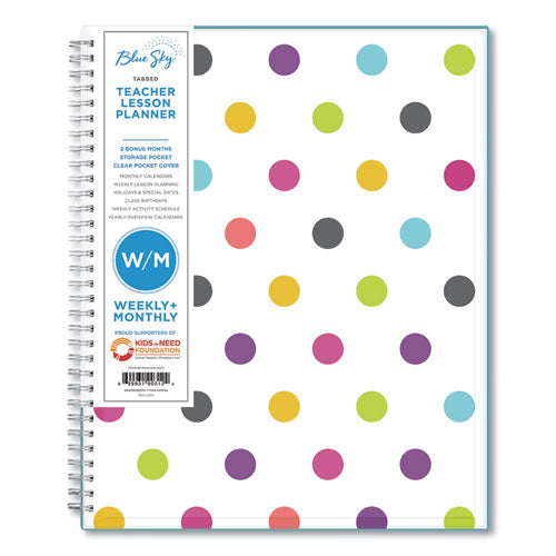 Teacher Dots Cyo Cover Weekly/monthly Lesson Planner,2024 To 2025, Nine Classes, Multicolor Cover, (144) 11 X 8.5 Pages