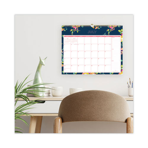 Day Designer Peyton Academic Wall Calendar,Floral Artwork, 15 X 12, White/navy Sheets, 12-month (july To June): 2024 To 2025