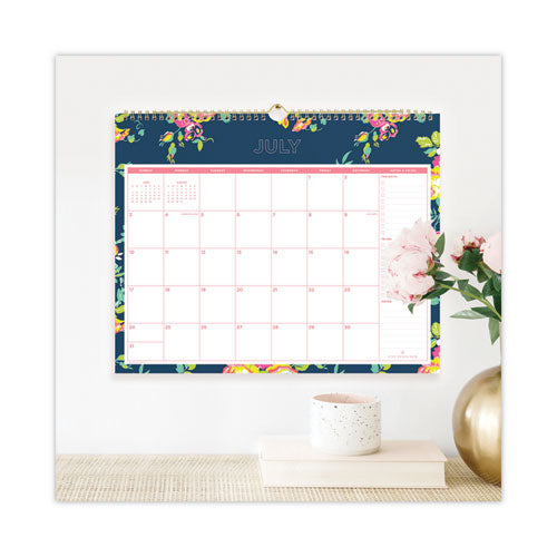 Day Designer Peyton Academic Wall Calendar,Floral Artwork, 15 X 12, White/navy Sheets, 12-month (july To June): 2024 To 2025