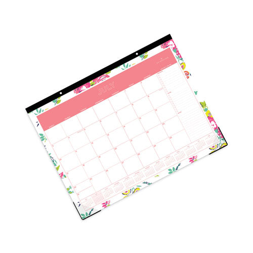 Day Designer Peyton Academic Desk Pad,Floral Artwork, 22 X 17, Black Binding, Clear Corners, 12-month (july-june): 2024-2025