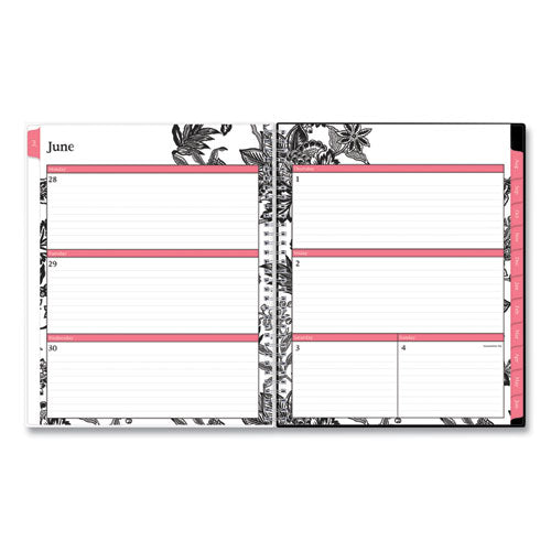 Analeis Create-your-own Cover Weekly/monthly Planner, Floral,11 X 8.5, White/black/coral, 12-month (july To June): 2024-2025