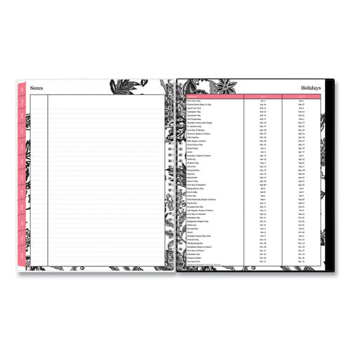 Analeis Create-your-own Cover Weekly/monthly Planner, Floral,11 X 8.5, White/black/coral, 12-month (july To June): 2024-2025