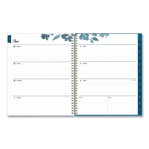 Bakah Blue Academic Year Weekly/monthly Planner, Floral Artwork,11 X 8.5, Blue/white Cover, 12-month (july-june): 2024-2025