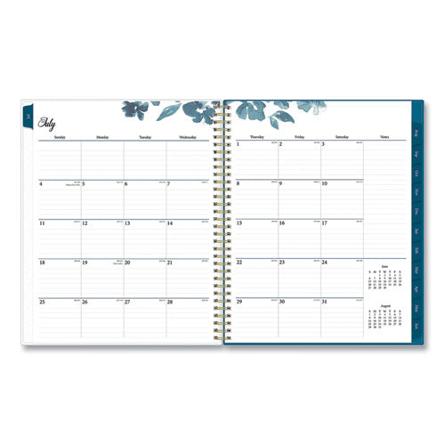 Bakah Blue Academic Year Weekly/monthly Planner, Floral Artwork,11 X 8.5, Blue/white Cover, 12-month (july-june): 2024-2025