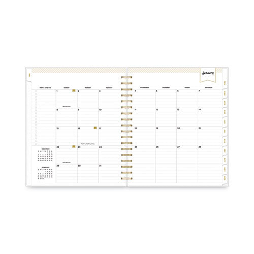 Day Designer Daily/monthly Frosted Planner, Rugby Stripe Artwork,10 X 8, Black/white Cover, 12-month (july-june): 2024-2025