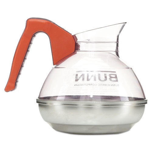 64 Oz. Easy Pour Decanter, Orange Handle.