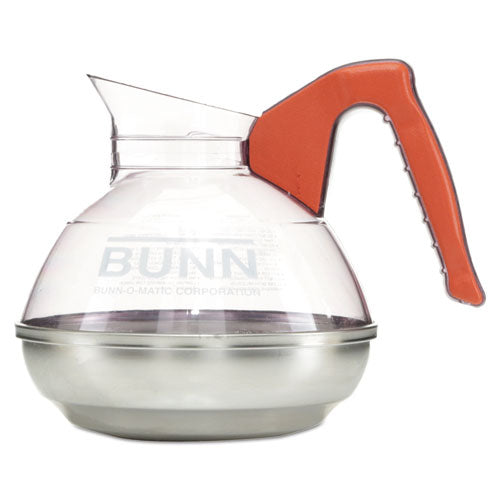 64 Oz. Easy Pour Decanter, Orange Handle.