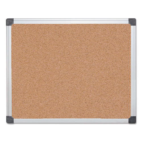 Value Cork Bulletin Board With Aluminum Frame, 24 X 36, Tan Surface, Silver Aluminum Frame.