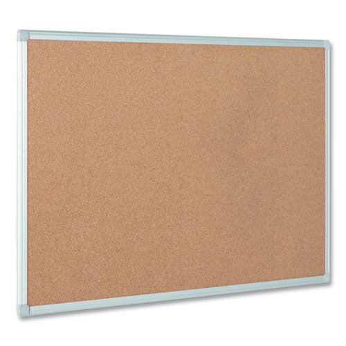 Earth Cork Board, 36 X 24, Tan Surface, Silver Aluminum Frame.