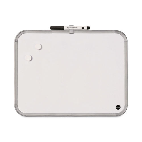 Magnetic Dry Erase Board, 11 X 14, White Surface, White Plastic Frame.