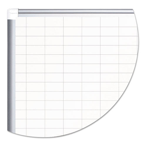 Gridded Magnetic Porcelain Dry Erase Planning Board, 1 X 2 Grid, 72 X 48, White Surface, Silver Aluminum Frame.