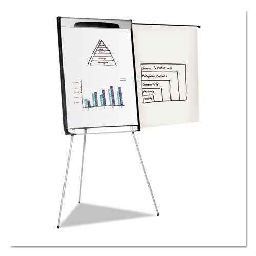 Tripod Extension Bar Magnetic Dry-erase Easel, 39" To 72" High, Black/silver.