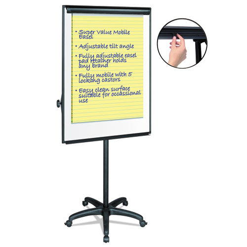 Silver Easy Clean Dry Erase Mobile Presentation Easel, 44" To 75.25" High.