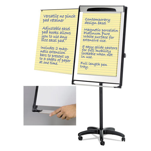 Platinum Mobile Easel, 29 X 41, White Surface, Black Plastic Frame.