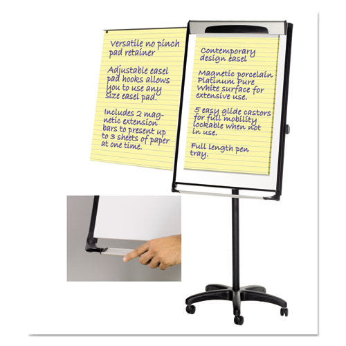 Platinum Mobile Easel, 29 X 41, White Surface, Black Plastic Frame.