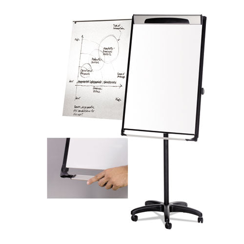 Platinum Mobile Easel, 29 X 41, White Surface, Black Plastic Frame.