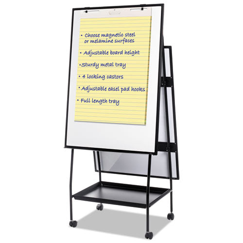 Creation Station Dry Erase Board, 29.5 X 74.88, White Surface, Black Metal Frame.