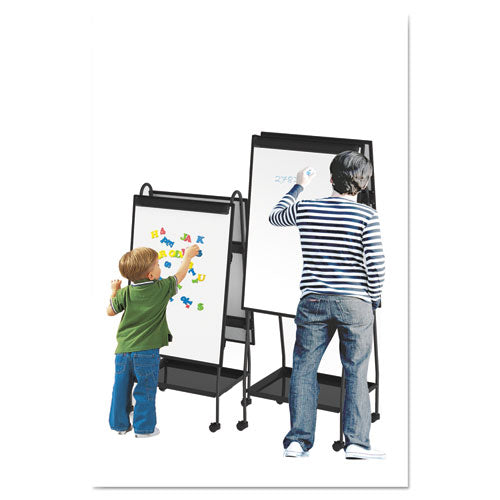 Creation Station Dry Erase Board, 29.5 X 74.88, White Surface, Black Metal Frame.