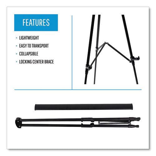 Telescoping Tripod Display Easel, Adjusts 35" To 64" High, Metal, Black.