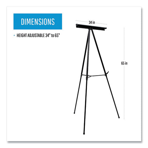 Telescoping Tripod Display Easel, Adjusts 35" To 64" High, Metal, Black.