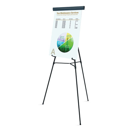 Telescoping Tripod Display Easel, Adjusts 35" To 64" High, Metal, Black.