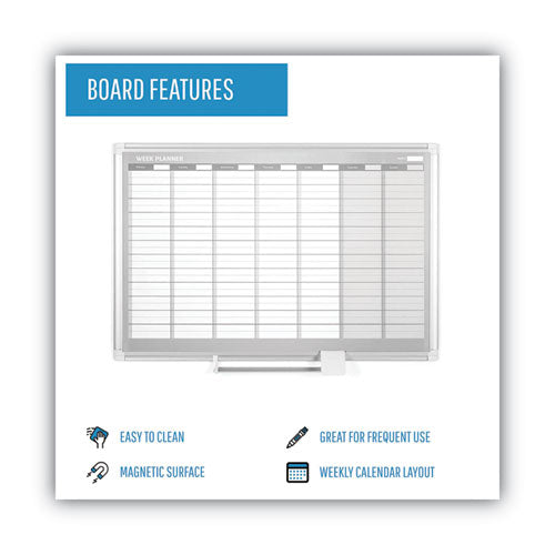 Magnetic Dry Erase Calendar Board, Weekly Calendar,36 X 24, White Surface, Silver Aluminum Frame