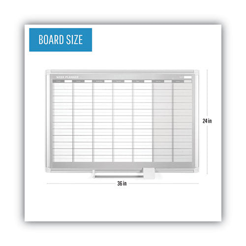 Magnetic Dry Erase Calendar Board, Weekly Calendar,36 X 24, White Surface, Silver Aluminum Frame