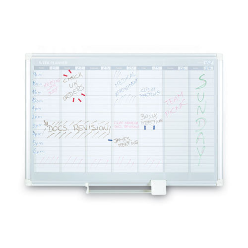 Magnetic Dry Erase Calendar Board, Weekly Calendar,36 X 24, White Surface, Silver Aluminum Frame