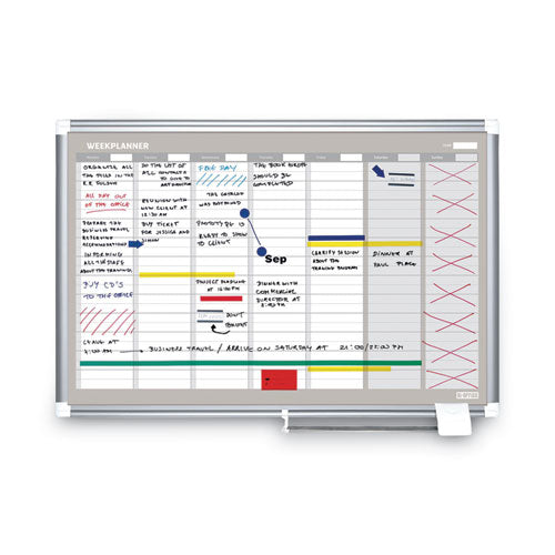 Magnetic Dry Erase Calendar Board, Weekly Calendar,36 X 24, White Surface, Silver Aluminum Frame