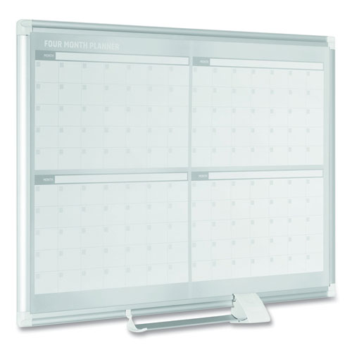 Magnetic Dry Erase Calendar Board, Four Month, 48 X 36, White Surface, Silver Aluminum Frame.